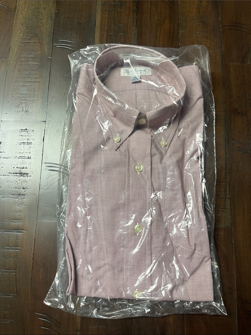 Paul Fredrick Men's Button-Down Shirt - Light Mauve Microcheck
